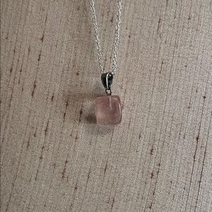 Cherry Quartz Pendant Necklace with Silver Chain